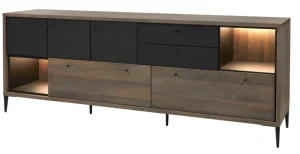 Evan - Dressoir Trevi - DR11 - K675Z - Gouden eik/Zwart - 238x87x50cm | Belga Meubelen New