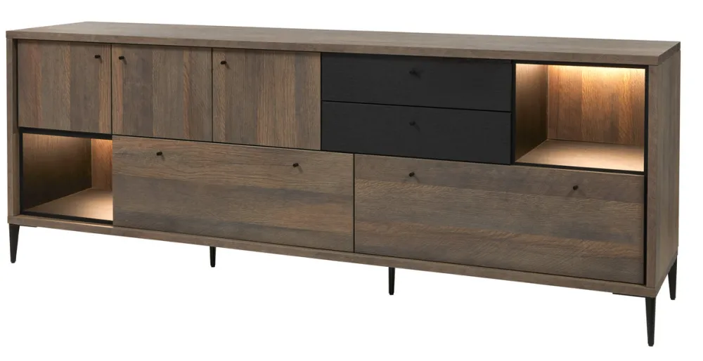 evan__dressoir_trevi__dr__0.webp Evan - Dressoir Trevi - DR1 - K675Z - Gouden eik/Zwart - 238x87x50cm | Belga Meubelen Hot