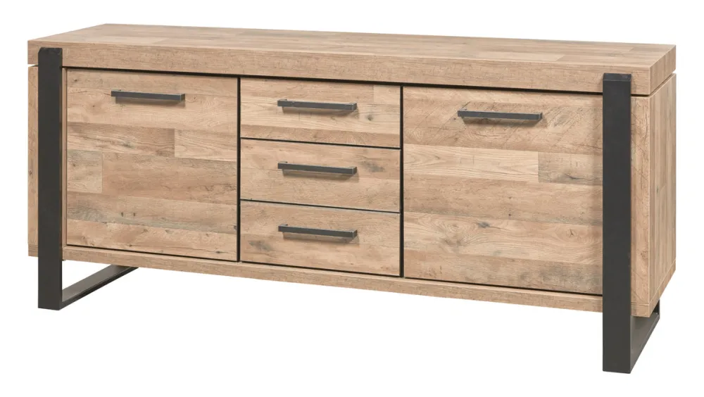 evan__dressoir_udine__dr__0-1.webp Evan - Dressoir Udine - DR2 - K632 - Natuurlijke parketlook/Zwart - 469x88x52cm | Belga Meubelen Hot