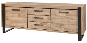 Evan - Dressoir Udine - DR1 - K632 - Natuurlijke parketlook/Zwart - 497x88x52cm | Belga Meubelen Clearance