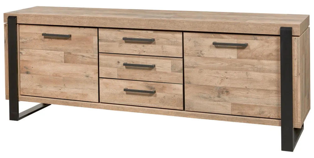 evan__dressoir_udine__dr__0.webp Evan - Dressoir Udine - DR1 - K632 - Natuurlijke parketlook/Zwart - 497x88x52cm | Belga Meubelen Clearance