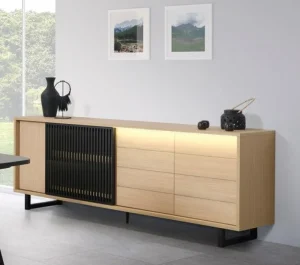 Evan - Dressoir Volterra - DR2 - K727 - Elegante eik/Zwart - 212x88x50cm | Belga Meubelen Clearance