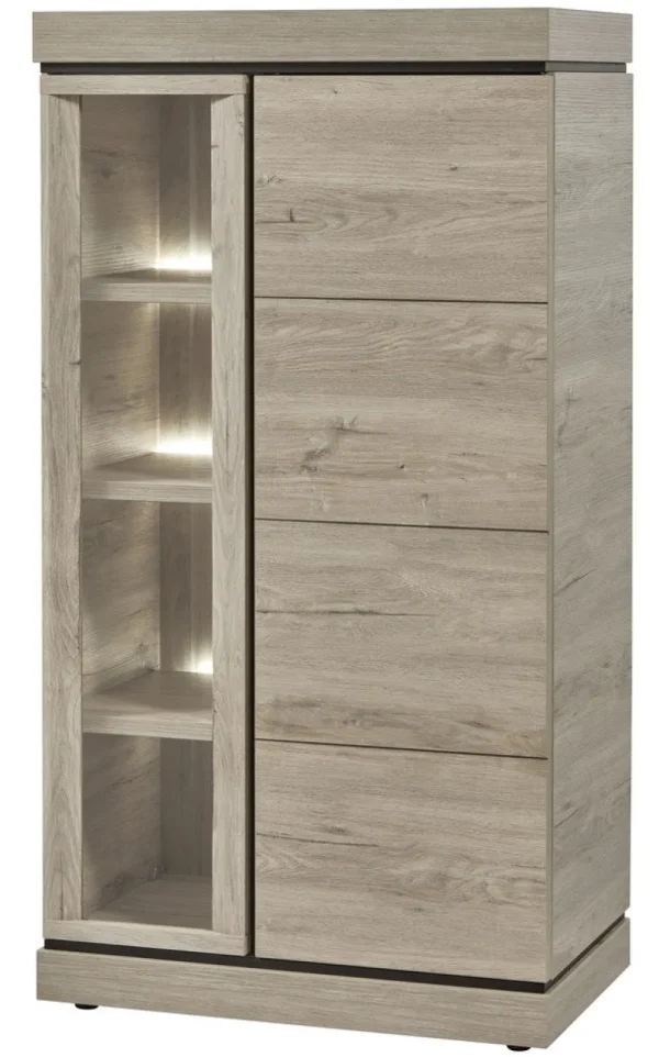 Evan - Kolomkast Belluno - KV1R - K541 - Millenium eik licht grijs/Zwart - 84x158x50cm | Belga Meubelen Hot