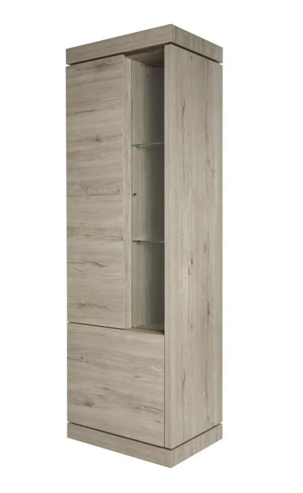 Evan - Kolomkast Etna - KV1L - K542 - Millenium eik licht grijs/Marmer - 66x183x50cm | Belga Meubelen Clearance