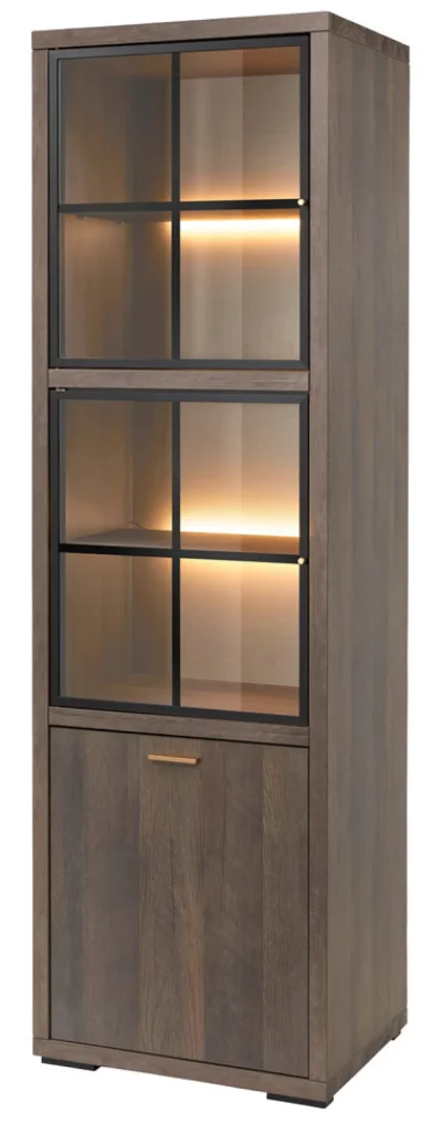 Evan - Kolomkast Livia - KV1R - K676 - Gouden eik/Goud - 63x208x50cm | Belga Meubelen Discount