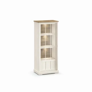 Evan - Kolomkast Patio - KB1L - K674 - Oude teak/Zwart - 77x185x50cm | Belga Meubelen Best