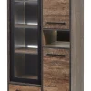 Evan - Kolomkast Perugia - KV1L - K647 - Donker scheepshout/Zwart - 82x177x50cm | Belga Meubelen Sale