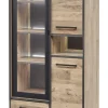 Evan - Kolomkast Perugia - KV1R - K632 - Natuurlijke parketlook/Zwart - 82x177x50cm | Belga Meubelen Online