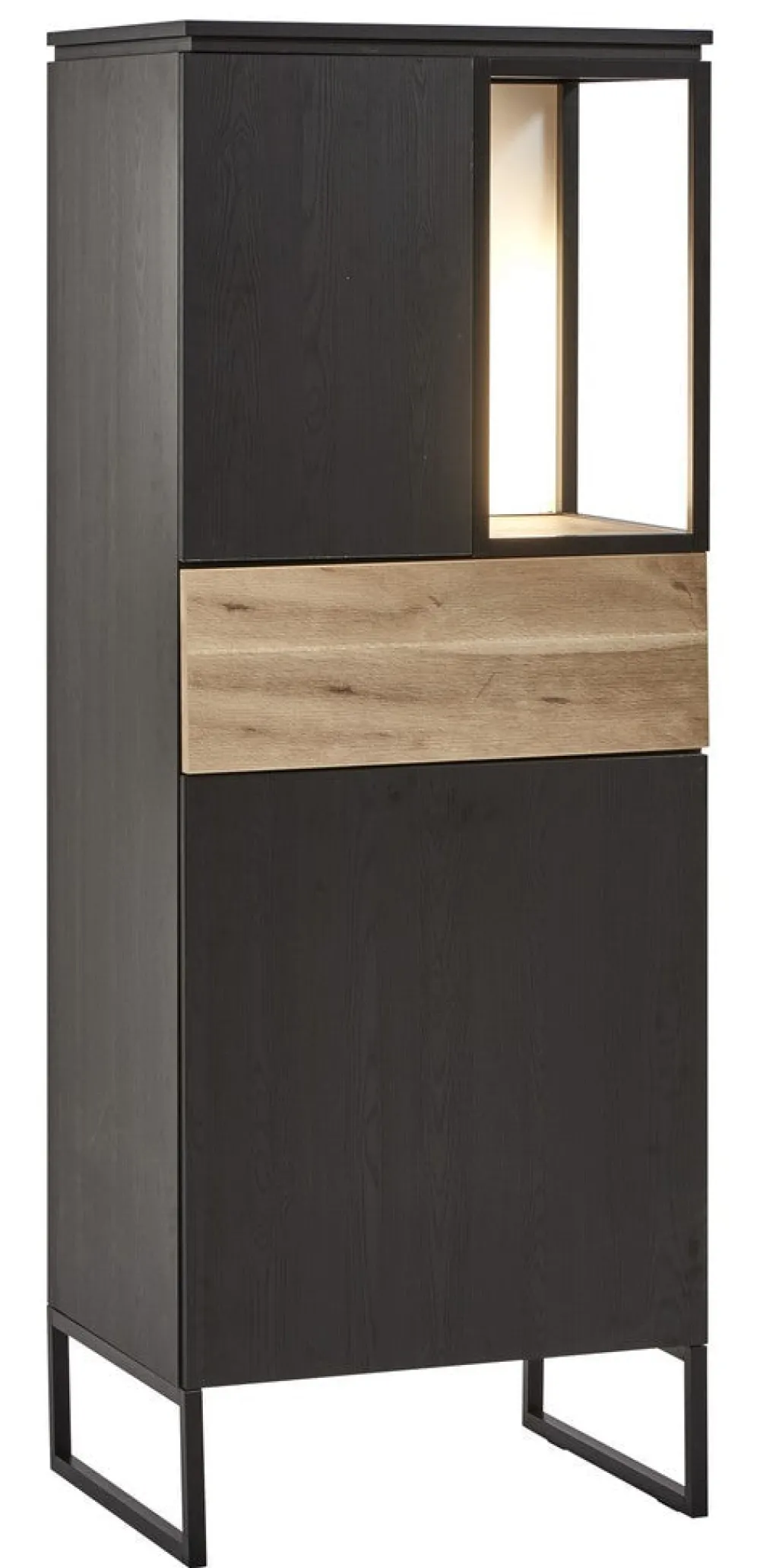 evan__kolomkast_portofino_0-3.webp Evan - Kolomkast Portofino - KB1L - K716 - Elegant zwart/Oude Eik - 61x164x50cm | Belga Meubelen Sale