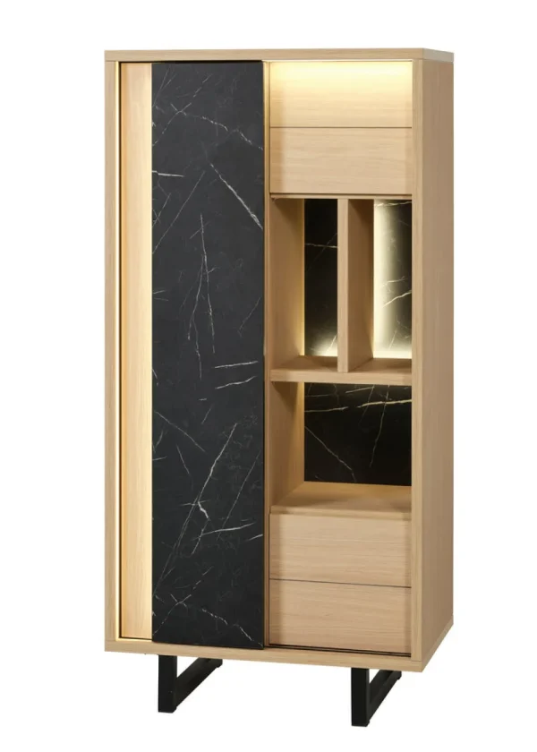 Evan - Kolomkast Toscano - KB1 - K725ZEB - Elegante eik/Zebra marmer - 84x172x50cm | Belga Meubelen New
