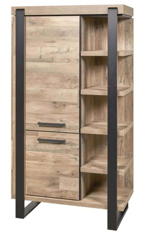 Evan - Kolomkast Udine - KB1L - K632 - Natuurlijke parketlook/Zwart - 431x191x52cm | Belga Meubelen Online