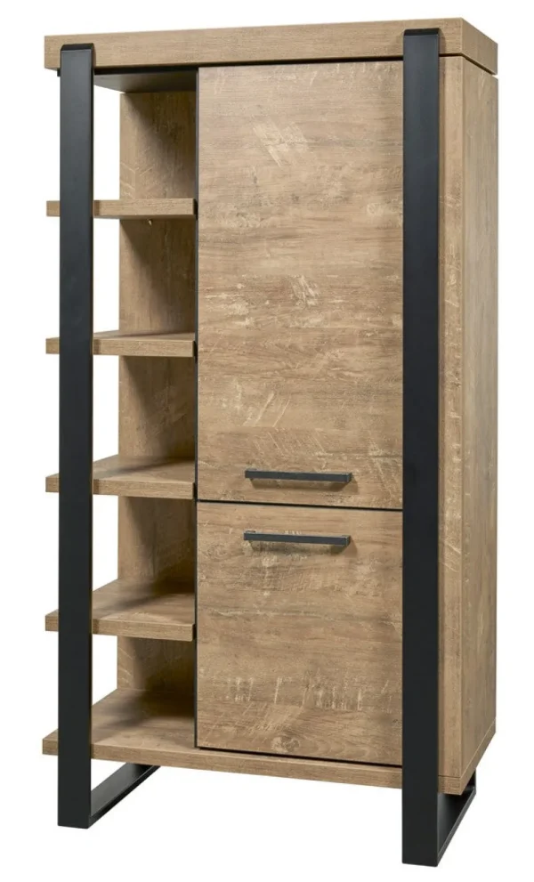 Evan - Kolomkast Udine - KB1R - K661 - Oranje teakhout/Zwart - 431x191x52cm | Belga Meubelen Fashion