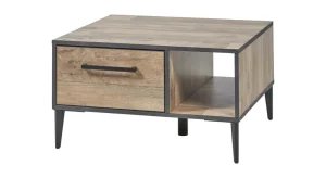 Evan - Salontafel Perugia - HT1 - K632 - Natuurlijke parketlook/Zwart - 74x41x68cm | Belga Meubelen Hot