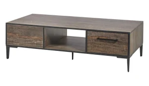 Evan - Salontafel Perugia - T13 - K647 - Donker scheepshout/Zwart - 141x41x68cm | Belga Meubelen Clearance