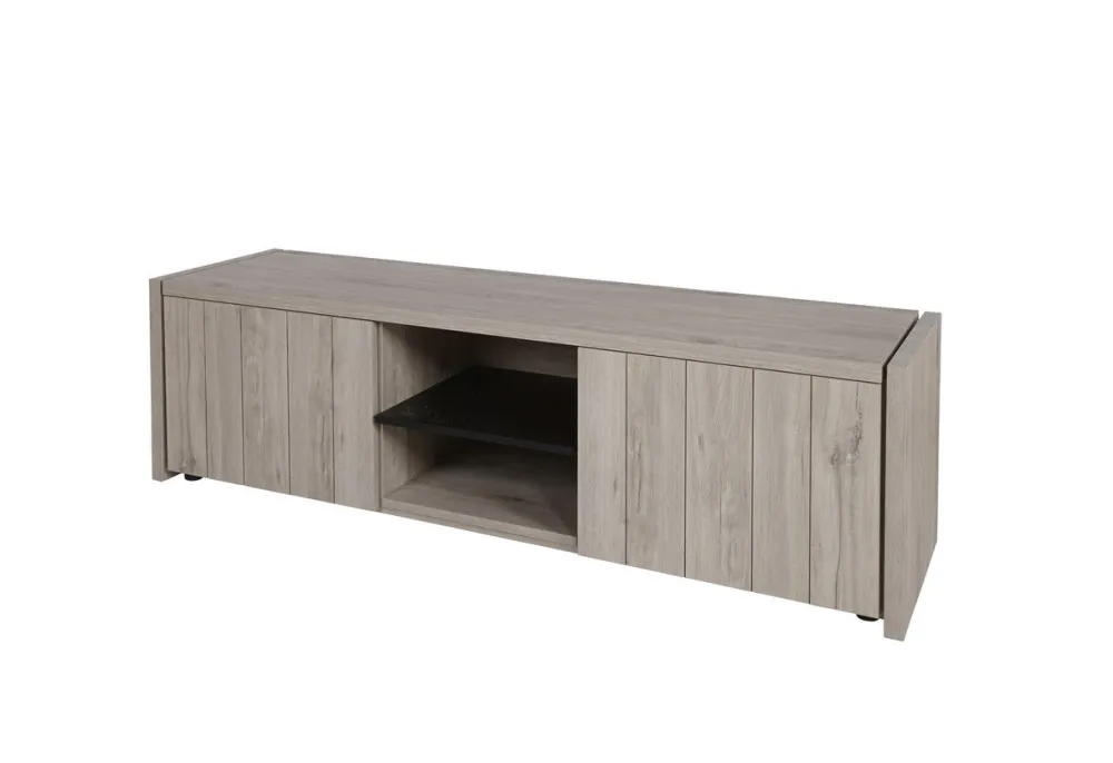 evan__tvmeubel_lucca__tv__0-1.webp Evan - TV-Meubel Lucca - TV2 - K541 - Millenium eik licht grijs/Zwart - 194x54x50cm | Belga Meubelen Sale