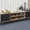 Evan - TV-Meubel Perugia - TV2 - K632 - Natuurlijke parketlook/Zwart - 184x53x50cm | Belga Meubelen Hot