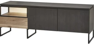 Evan - TV-Meubel Portofino - TV2 - K716 - Elegant zwart/Oude Eik - 181x66x50cm | Belga Meubelen Fashion