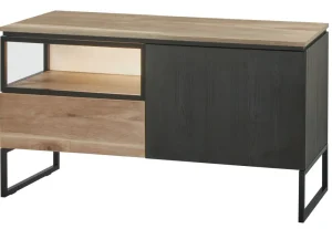 Evan - TV-Meubel Portofino - TV1 - K799 - Elegant zwart/Oude Eik (top) - 121x66x50cm | Belga Meubelen Sale