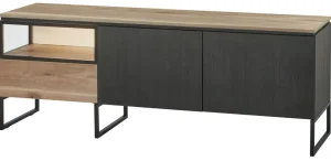 Evan - TV-Meubel Portofino - TV2 - K799 - Elegant zwart/Oude Eik (top) - 181x66x50cm | Belga Meubelen Hot