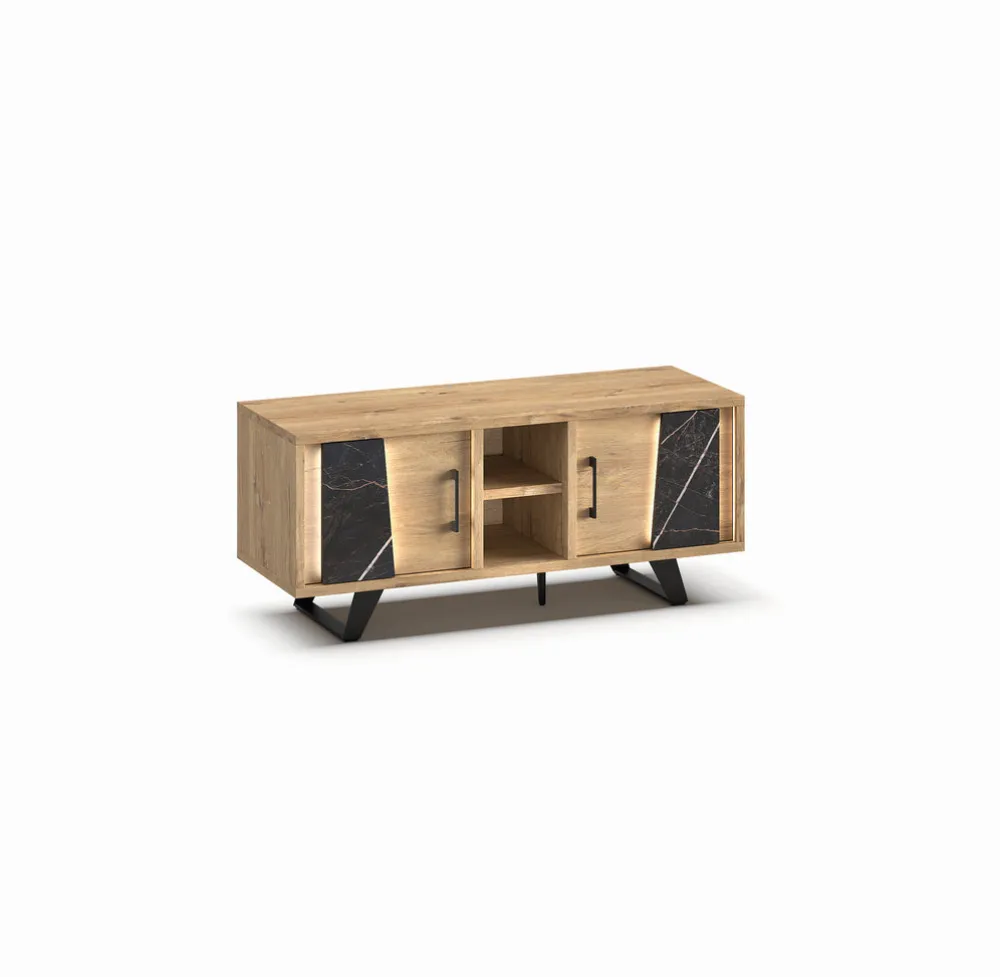 evan__tvmeubel_richard__l_0-1.webp Evan - TV-Meubel Richard - LB4 - K545ZEB - Millenium natuur eik/Zebra marmer - 138x60x49cm | Belga Meubelen Online