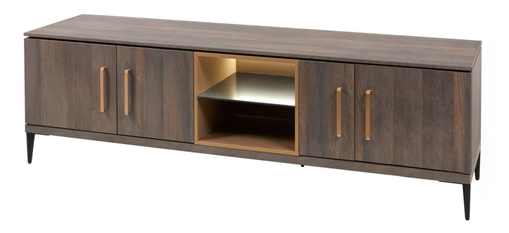 evan__tvmeubel_star__lb___0-1.webp Evan - TV-Meubel Star - LB2 - K676 - Gouden eik/Goud - 206x63x50cm | Belga Meubelen Online