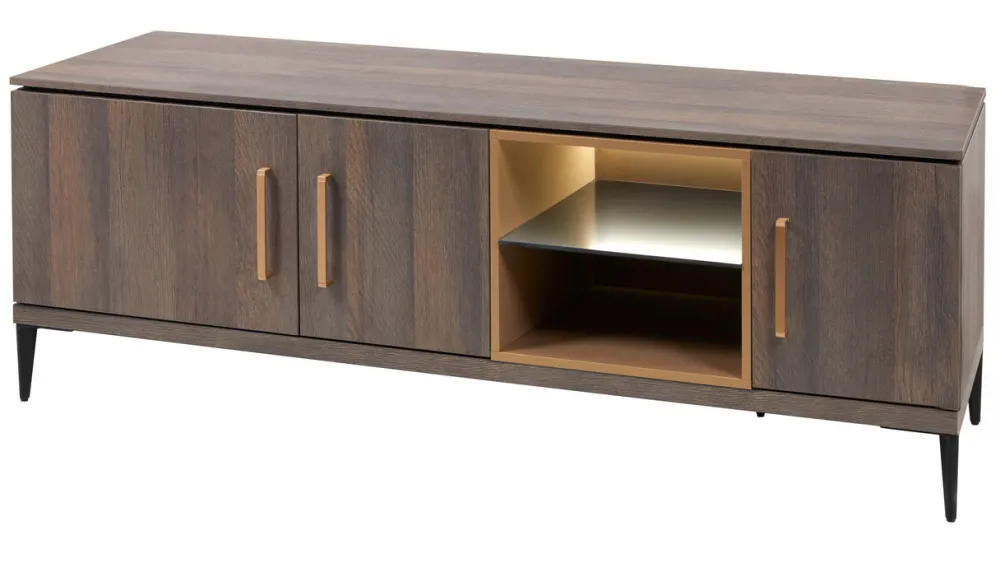 evan__tvmeubel_star__lb___0-2.webp Evan - TV-Meubel Star - LB3 - K676 - Gouden eik/Goud - 184x63x50cm | Belga Meubelen New