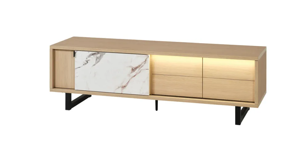 evan__tvmeubel_toscano__l_0.webp Evan - TV-Meubel Toscano - LB3 - K725CAL - Elegante eik/Calacatta wit - 180x55x50cm | Belga Meubelen Best