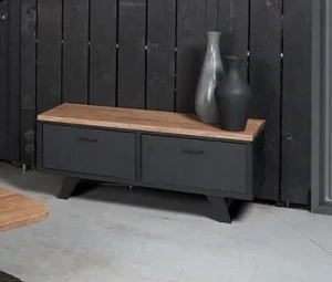 Evan - TV-Meubel Trieste - LB4 - K717 - Elegant zwart/Oude teak - 113x48x50cm | Belga Meubelen Best