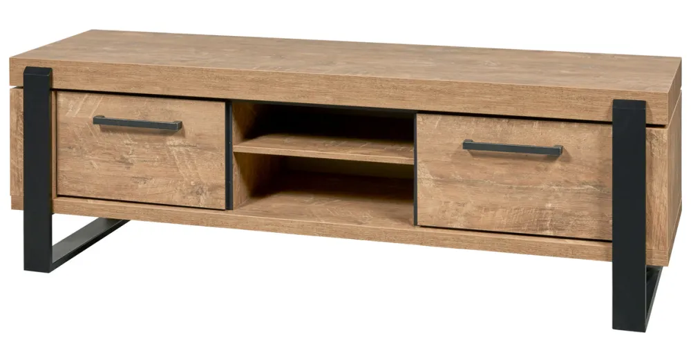 evan__tvmeubel_udine__tv__0-3.webp Evan - TV-Meubel Udine - TV2 - K661 - Oranje teakhout/Zwart - 317x60x52cm | Belga Meubelen Discount