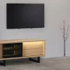 Evan - TV-Meubel Volterra - LB4 - K727 - Elegante eik/Zwart - 124x55x50cm | Belga Meubelen Outlet