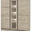 Evan - Vitrine Belluno - V1 - K541 - Millenium eik licht grijs/Zwart - 134x158x50cm | Belga Meubelen Outlet