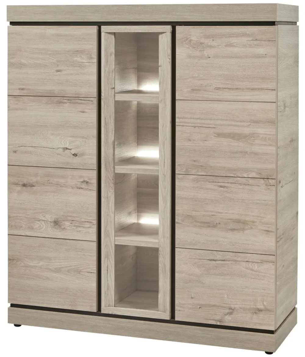 evan__vitrine_belluno__v__0-1.webp Evan - Vitrine Belluno - V1 - K541 - Millenium eik licht grijs/Zwart - 134x158x50cm | Belga Meubelen Outlet