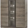 Evan - Vitrine Belluno - V1 - K538 - Millenium eik donker bruin/Imitatie staal - 134x158x50cm | Belga Meubelen Sale