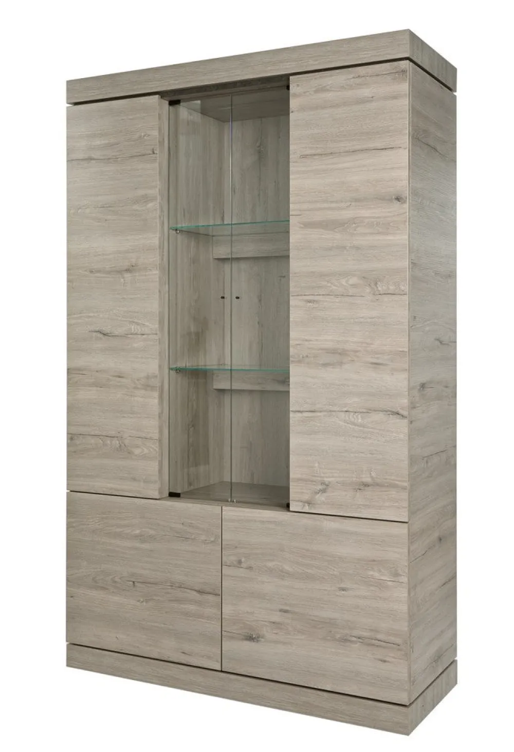 evan__vitrine_etna__v__k__0.webp Evan - Vitrine Etna - V1 - K542 - Millenium eik licht grijs/Marmer - 125x183x50cm | Belga Meubelen Best