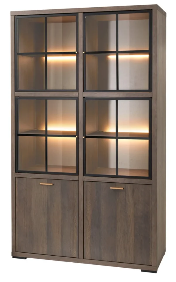 Evan - Vitrine Livia - V1 - K676 - Gouden eik/Goud - 123x208x50cm | Belga Meubelen Discount