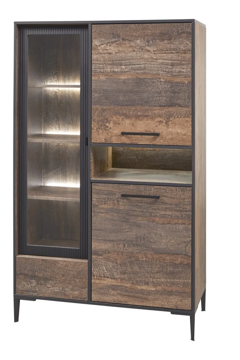 evan__vitrine_perugia__v__0-1.webp Evan - Vitrine Perugia - V1 - K647 - Donker scheepshout/Zwart - 106x177x50cm | Belga Meubelen Best