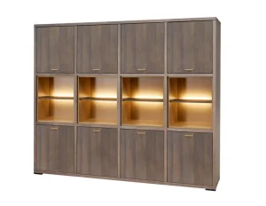 Evan - Wandkast Livia - WB1 - K676 - Gouden eik/Goud - 243x208x50cm | Belga Meubelen Discount