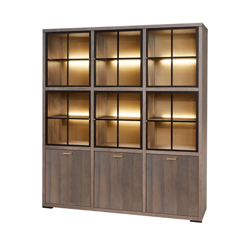 evan__wandkast_livia__wv__0-1.webp Evan - Wandkast Livia - WV6 - K676 - Gouden eik/Goud - 183x208x50cm | Belga Meubelen Best