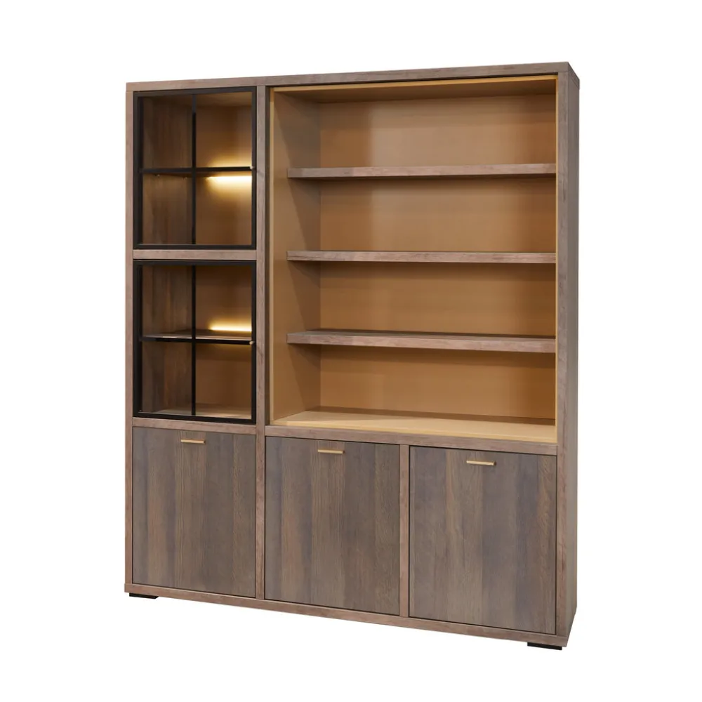 evan__wandkast_livia__wv__0-3.webp Evan - Wandkast Livia - WV2 - K676 - Gouden eik/Goud - 183x208x50cm | Belga Meubelen Sale