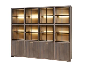 Evan - Wandkast Livia - WV8 - K676 - Gouden eik/Goud - 243x208x50cm | Belga Meubelen Clearance