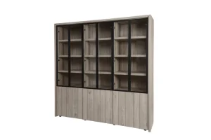 Evan - Wandkast Lucca - W1 - K541 - Millenium eik licht grijs/Zwart - 205x205x50cm | Belga Meubelen Hot