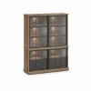 Evan - Wandkast Patio - DR3GL+WV8 - K674 - Oude teak/Zwart - 159x208x50cm | Belga Meubelen Discount