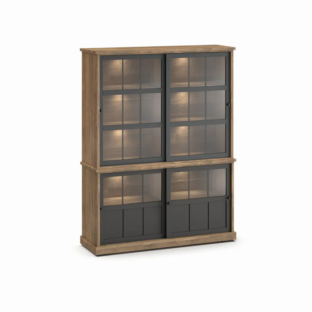 evan__wandkast_patio__drg_0-1.webp Evan - Wandkast Patio - DR3GL+WV8 - K674 - Oude teak/Zwart - 159x208x50cm | Belga Meubelen Discount