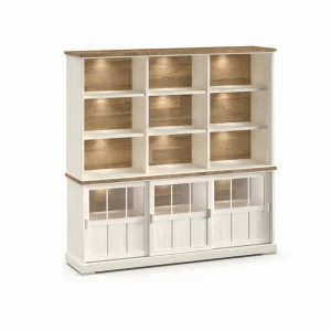 Evan - Wandkast Patio - DR2GL+WB7 - K468 - Lariks/Oude teak - 209x208x50cm | Belga Meubelen Sale