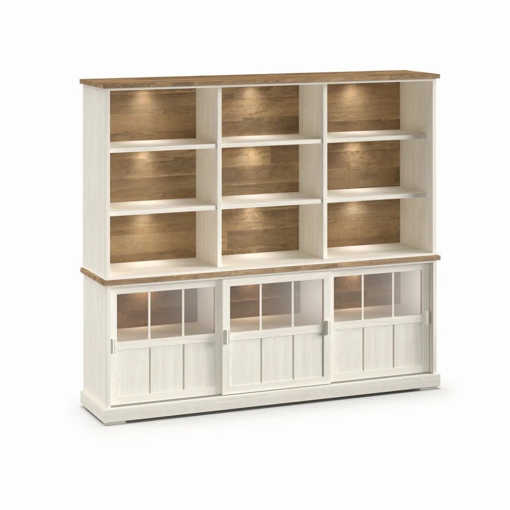 evan__wandkast_patio__drg_0-15.webp Evan - Wandkast Patio - DR1GL+WB6 - K468 - Lariks/Oude teak - 233x208x50cm | Belga Meubelen Fashion