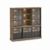 Evan - Wandkast Patio - DR2GL+WV7 - K674 - Oude teak/Zwart - 209x208x50cm | Belga Meubelen Outlet