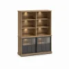 Evan - Wandkast Patio - DR3GL+WB8 - K674 - Oude teak/Zwart - 159x208x50cm | Belga Meubelen Discount