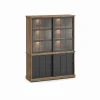 Evan - Wandkast Patio - DR3+WV8 - K674 - Oude teak/Zwart - 159x208x50cm | Belga Meubelen Online