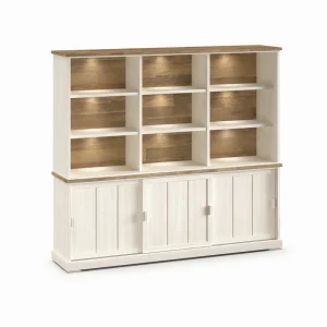 Evan - Wandkast Patio - DR1+WB6 - K468 - Lariks/Oude teak - 233x208x50cm | Belga Meubelen Online