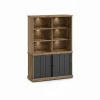 Evan - Wandkast Patio - DR4+WB9 - K674 - Oude teak/Zwart - 143x208x50cm | Belga Meubelen New